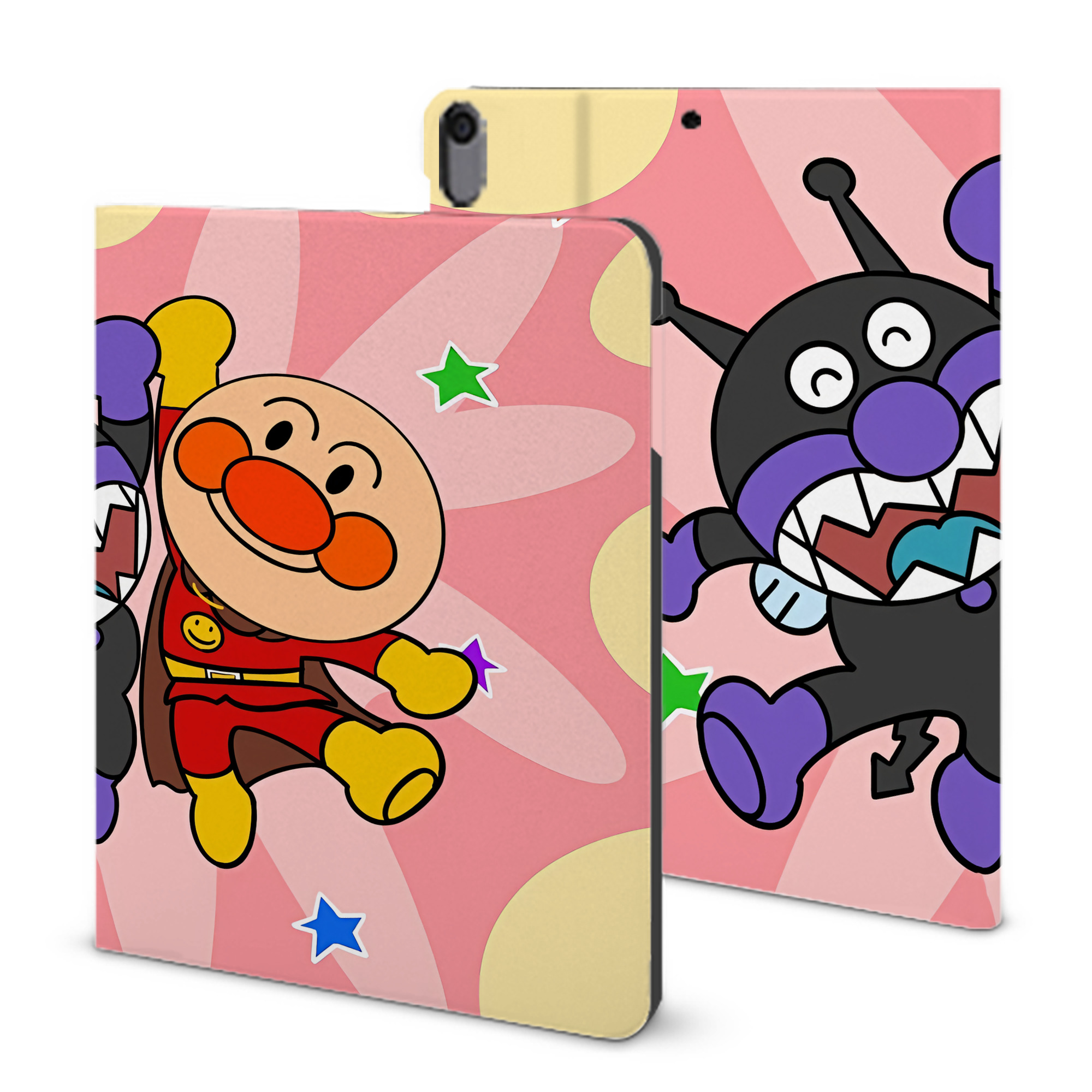 （画像用） アンパンマン Anpanman IPad ケース ブック型 PUレザー TPU 耐衝撃 軽量 薄型 ペン収納なし 全面保護 IPad 各モデル対応